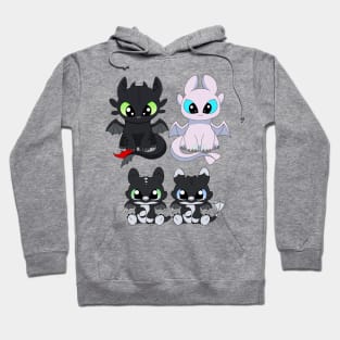 Dragon family with boys, dragon mama, toothless, light fury, night lights babies, my family Hoodie